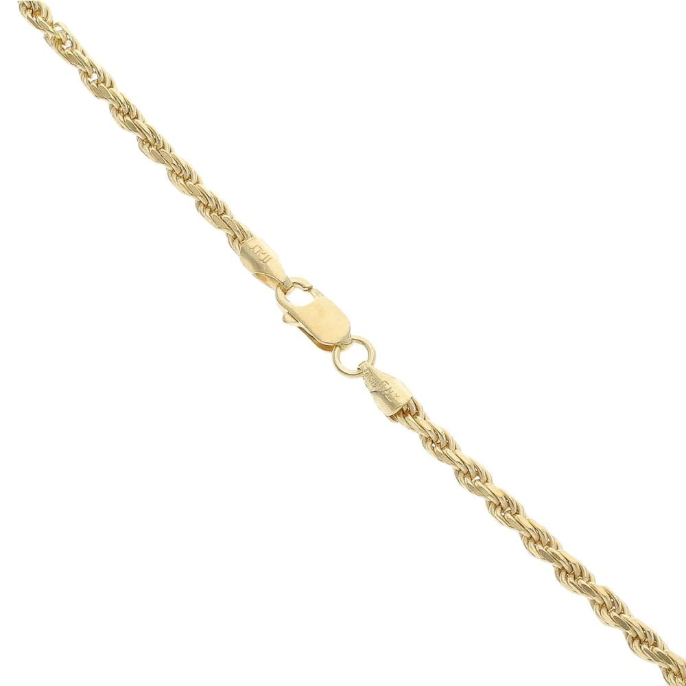 Gold Plated Silver Diamond Cut Rope Chain 18"