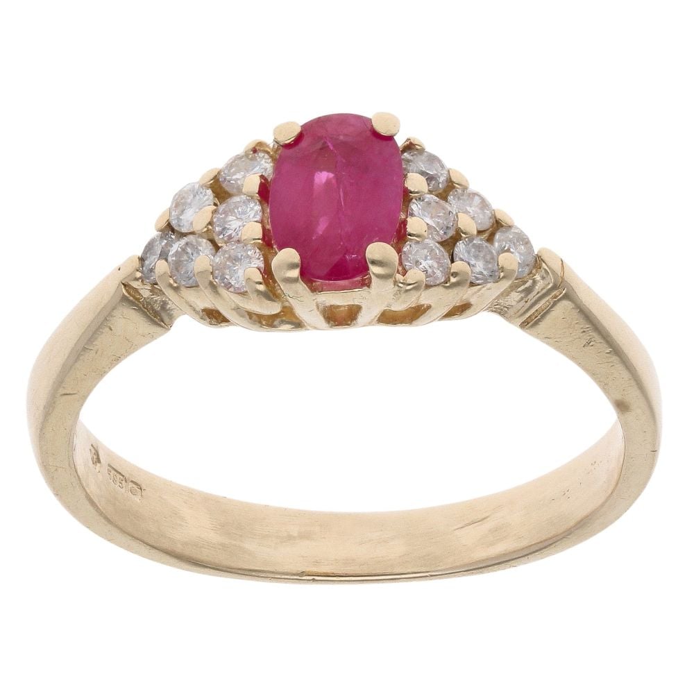 14ct Yellow Gold 0.25ct Diamond and Ruby Dress Ring