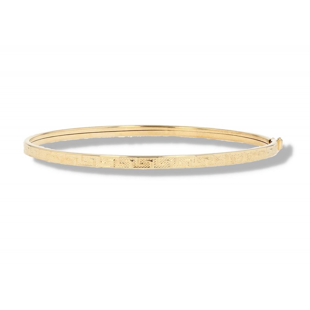 9ct Yellow Gold Greek Key Patterned Bangle RAMS8550000120 | Ramsdens ...