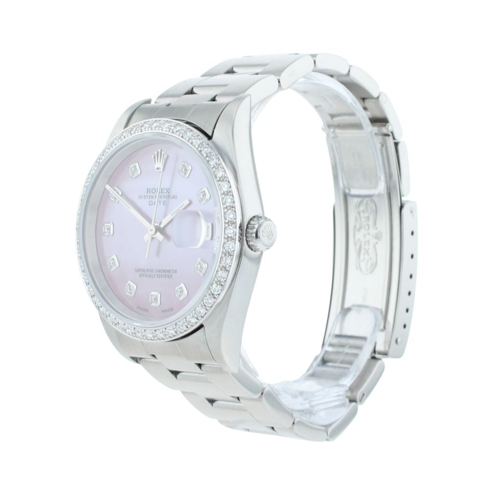 Rolex Custom Oyster Perpetual Date Pre Owned Watch Ref 15210
