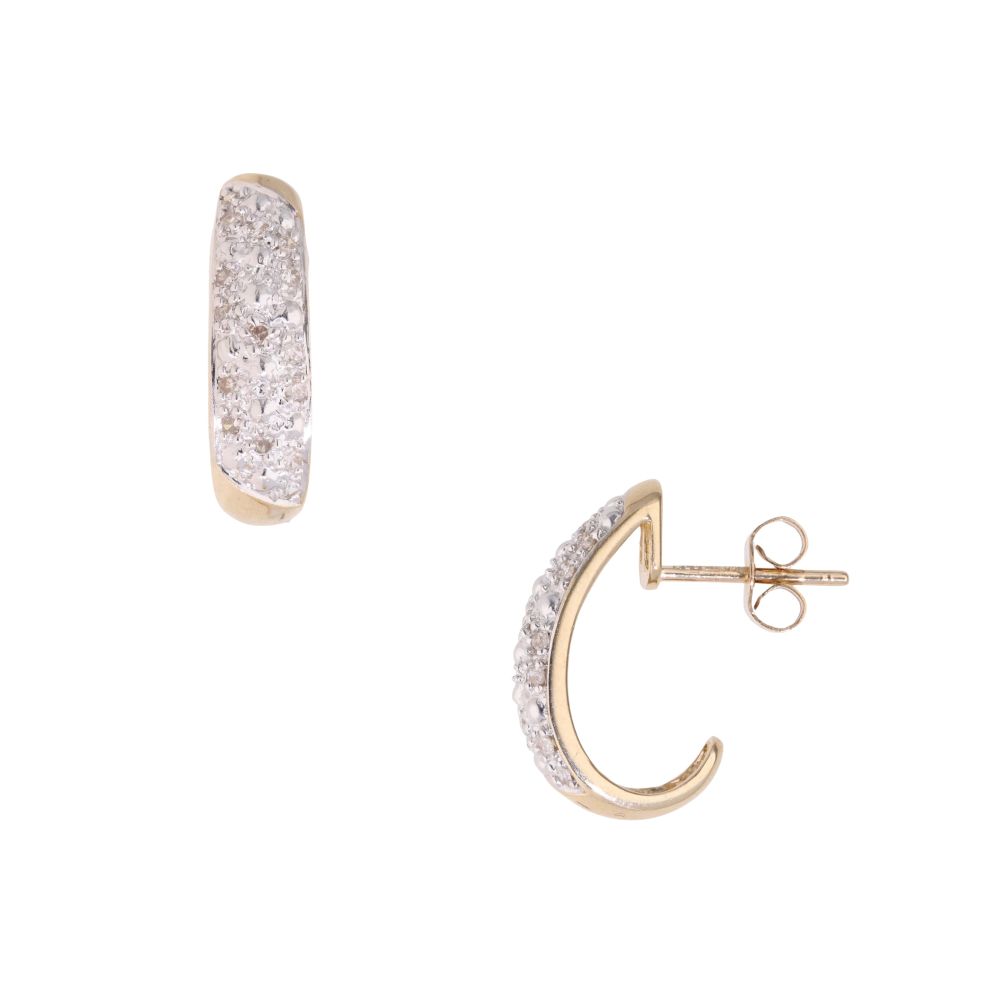 9ct Yellow Gold 0.08ct Diamond Huggie Earrings