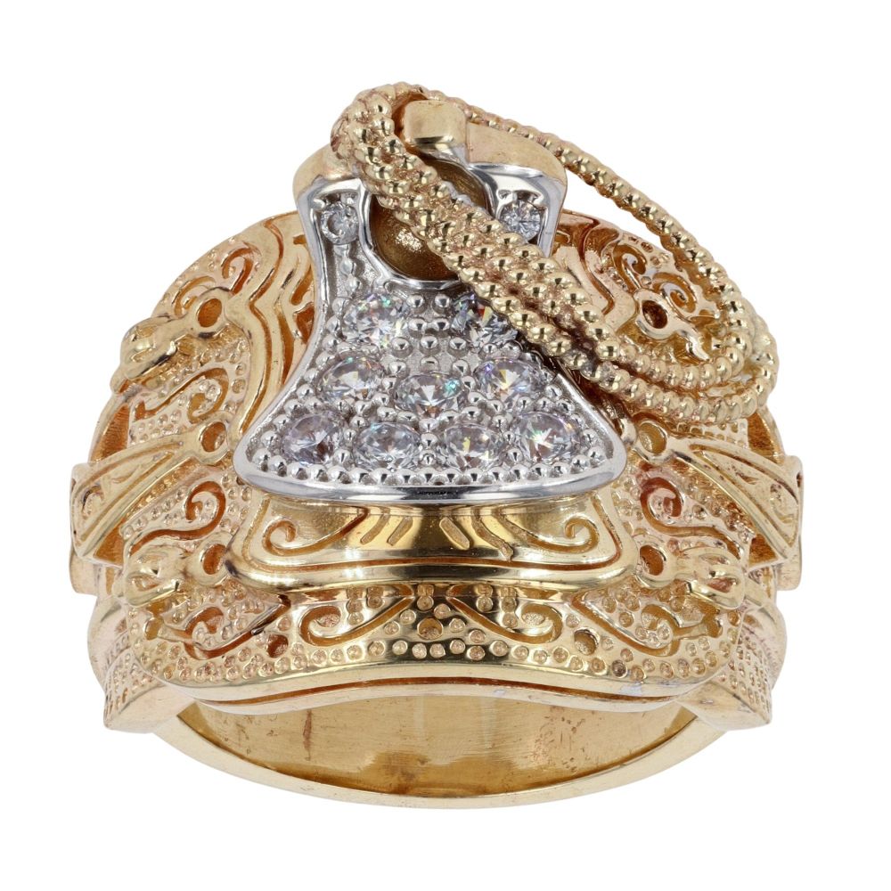 9ct Gold Ring Saddle Ring Diamonds Solid Gold Saddle Ring With