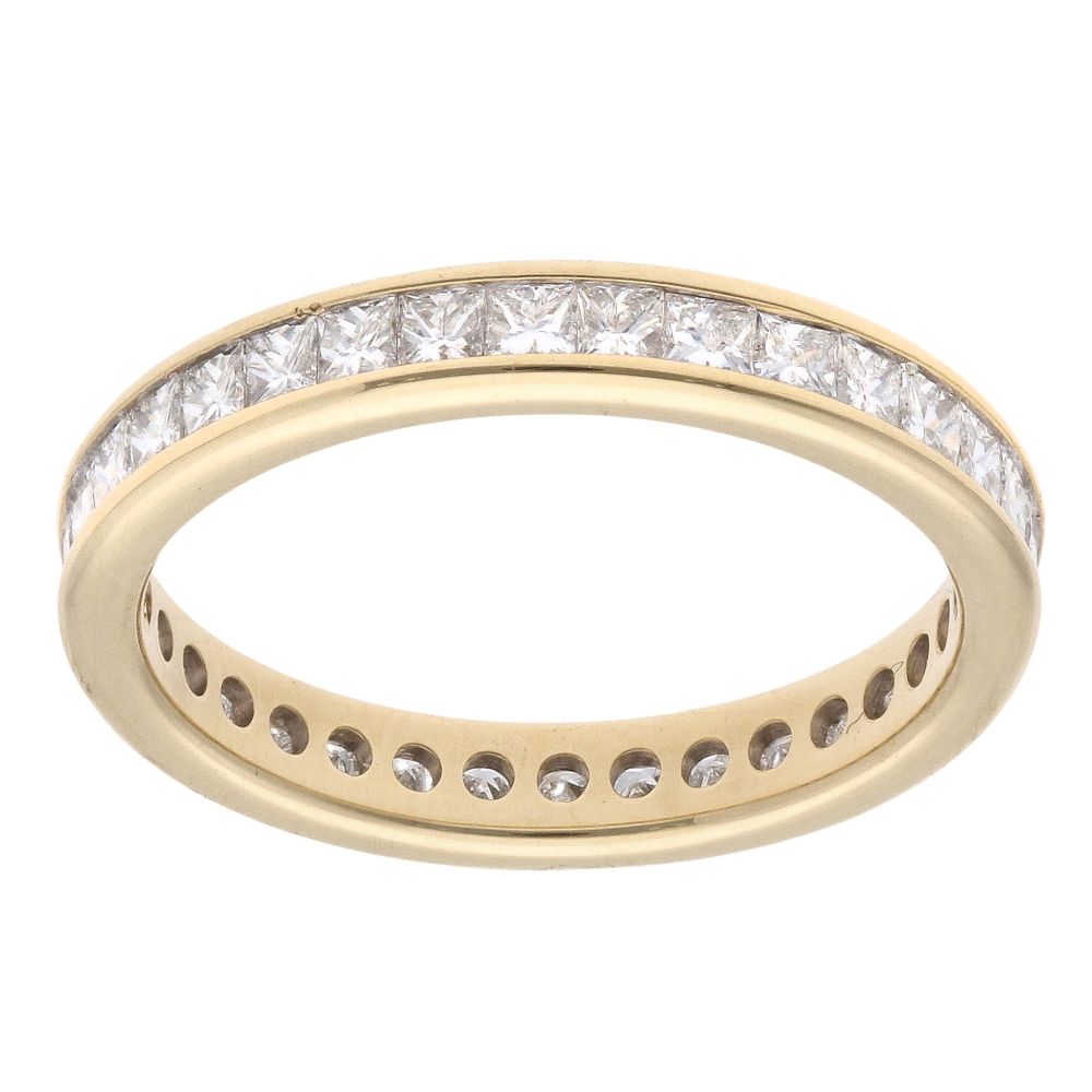 18ct Yellow Gold 1.00ct Princess Cut Diamond Full Eternity Ring ...