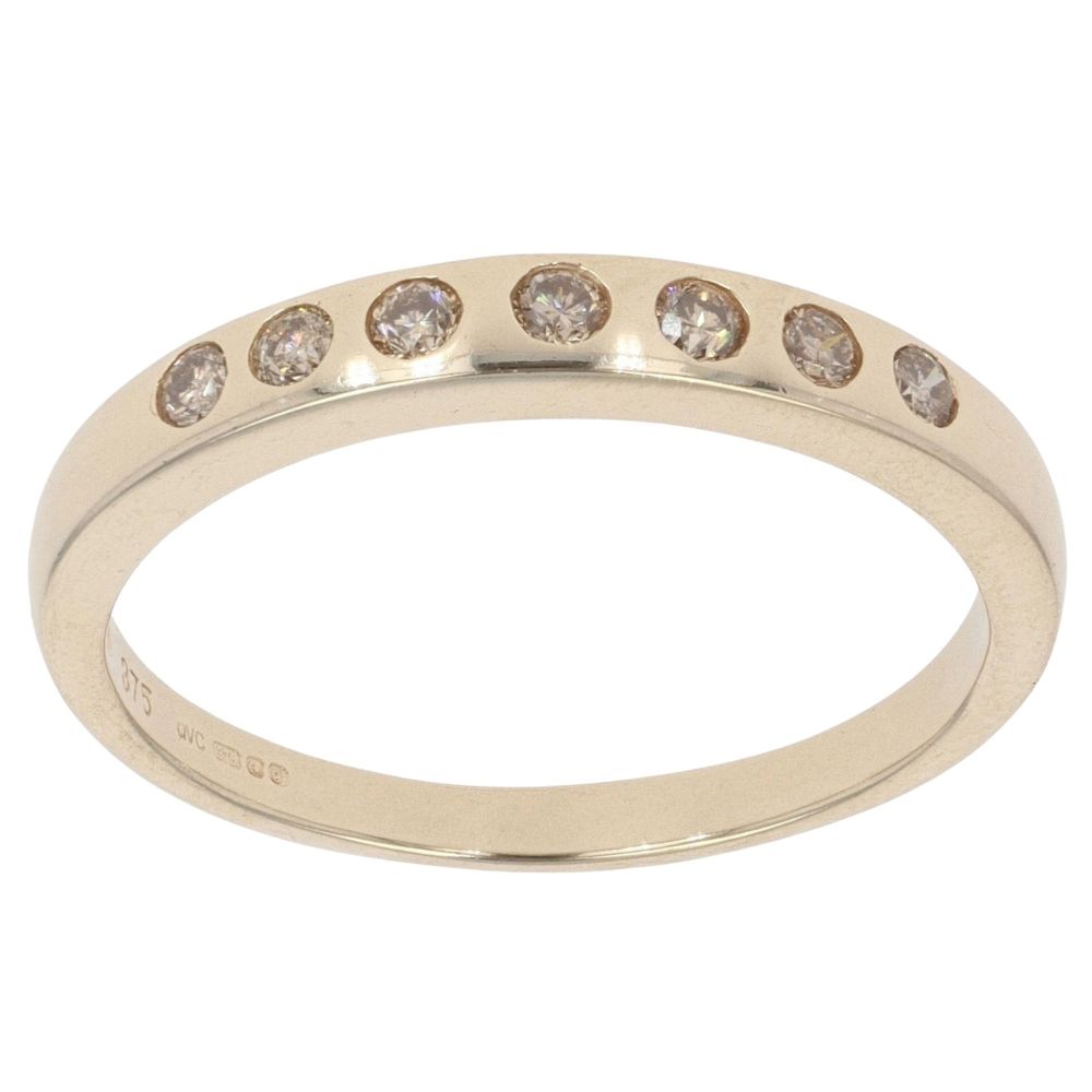 thumbnail image 2 of 9ct Yellow Gold 0.20ct Simulated Diamond 7 Stone Eternity Ring, Sizes J To S, UK Made 2 of 3