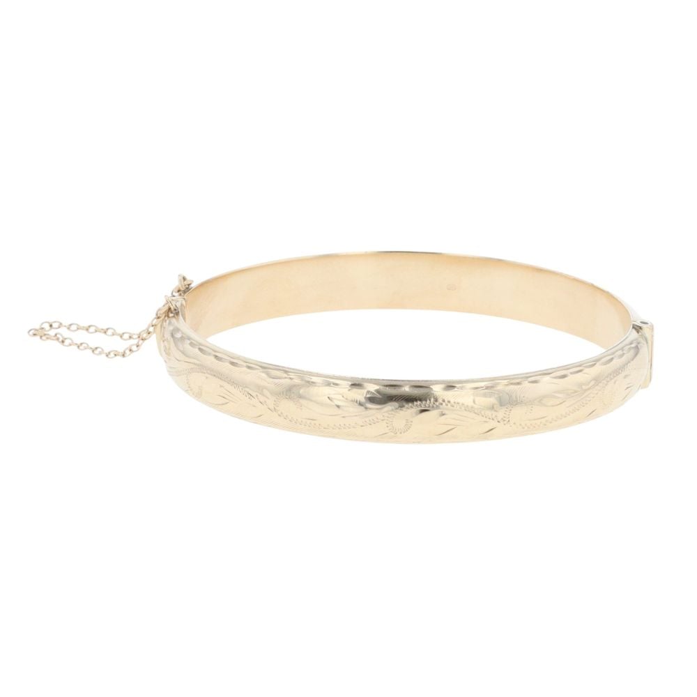 9ct Yellow Gold Patterned Hinged Bangle