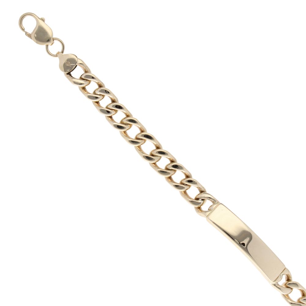 9ct Yellow Gold Curb ID Bracelet 8" Ramsdens Jewellery