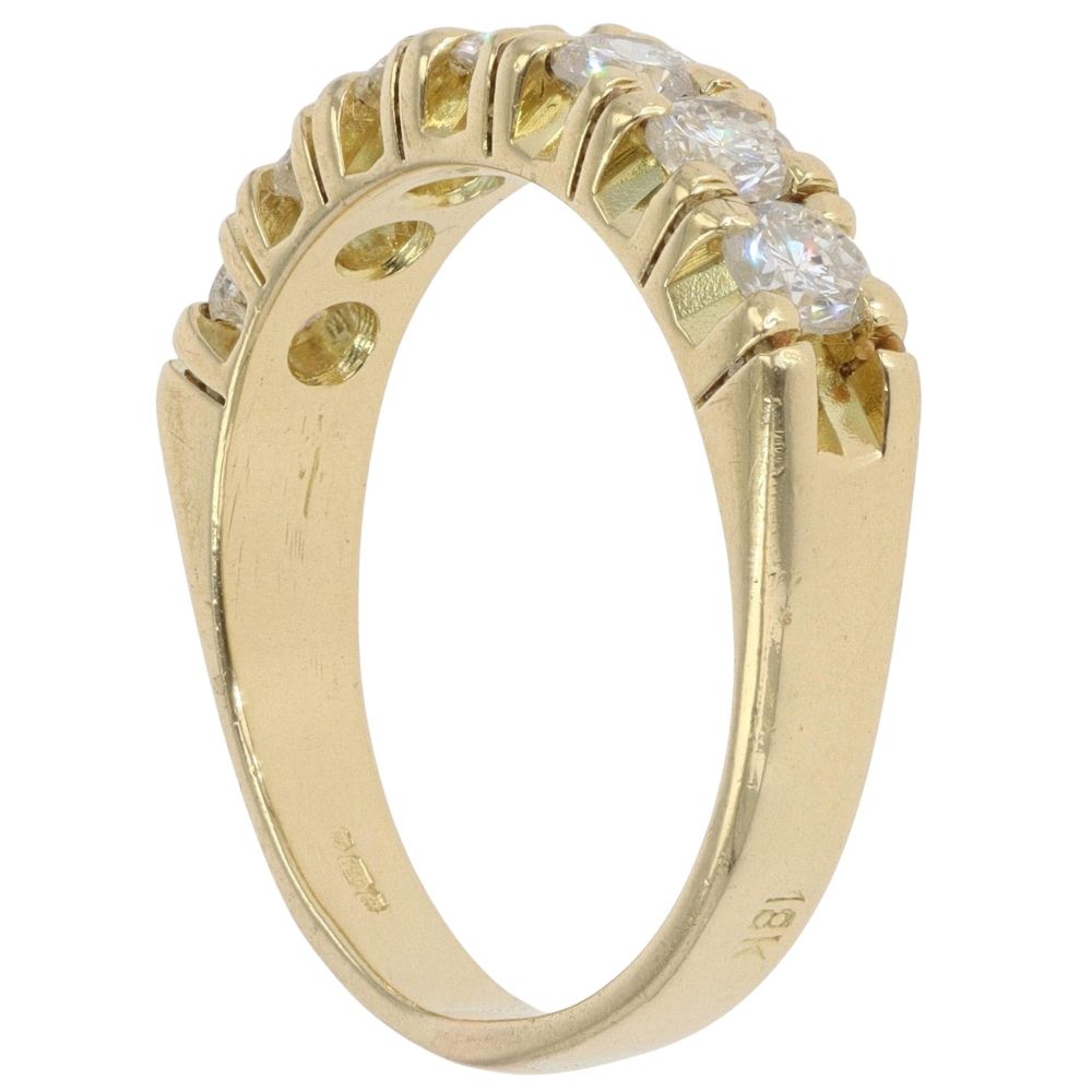 18ct Yellow Gold 0.75ct Brilliant Cut Diamond Half Eternity Ring ...