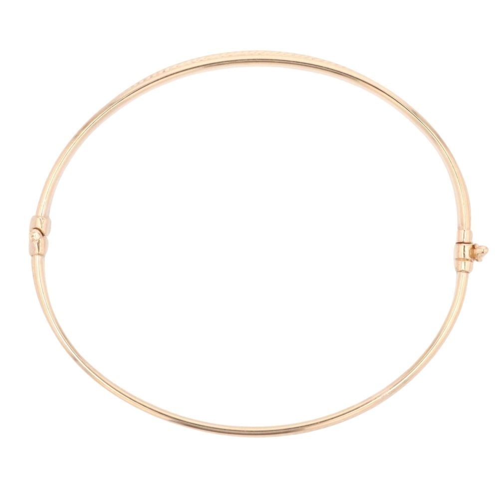 9ct Yellow Gold Patterned Hinged Bangle