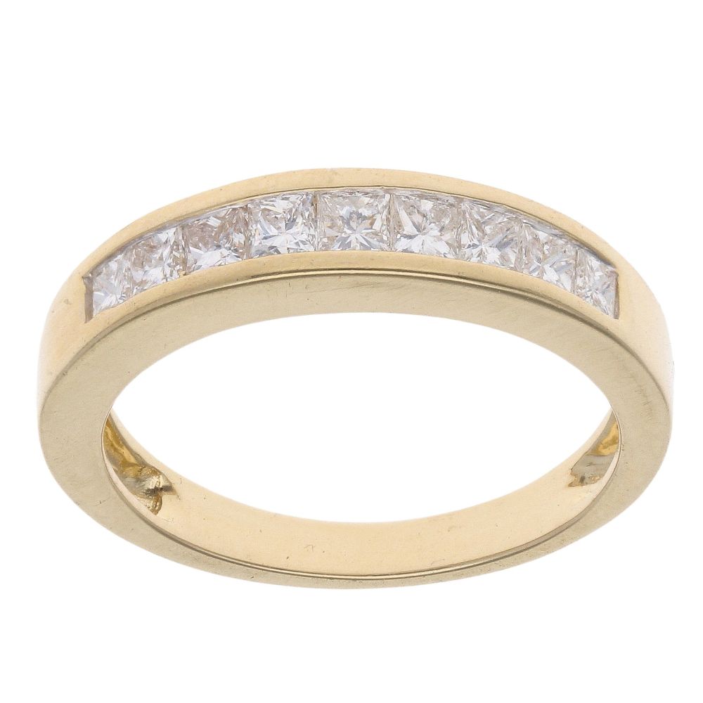 18ct Yellow Gold 0.50ct Princess Cut Diamond Half Eternity Ring ...