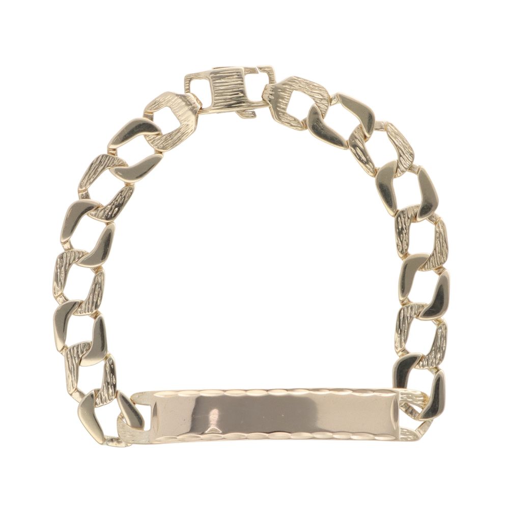 9ct Yellow Gold ID Curb Bracelet 8" Ramsdens Jewellery