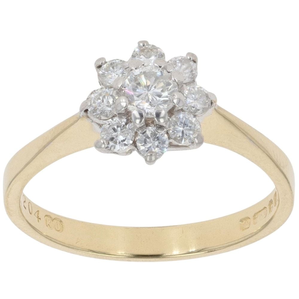 18ct Yellow Gold 0.60ct Brilliant Cut Diamond Cluster Ring