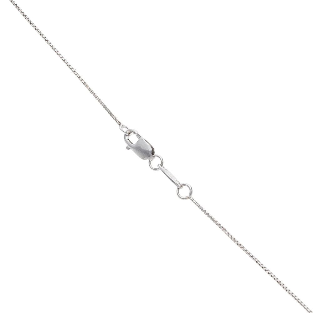 18ct White Gold 0.05ct Brilliant Cut Diamond And Ruby Cube Drop Pendant And Chain 16"