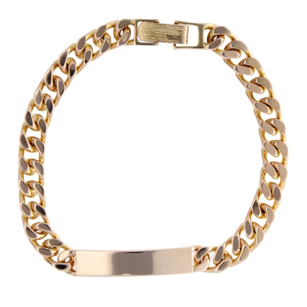 9ct Yellow Gold ID Curb Bracelet 8.5" Ramsdens Jewellery