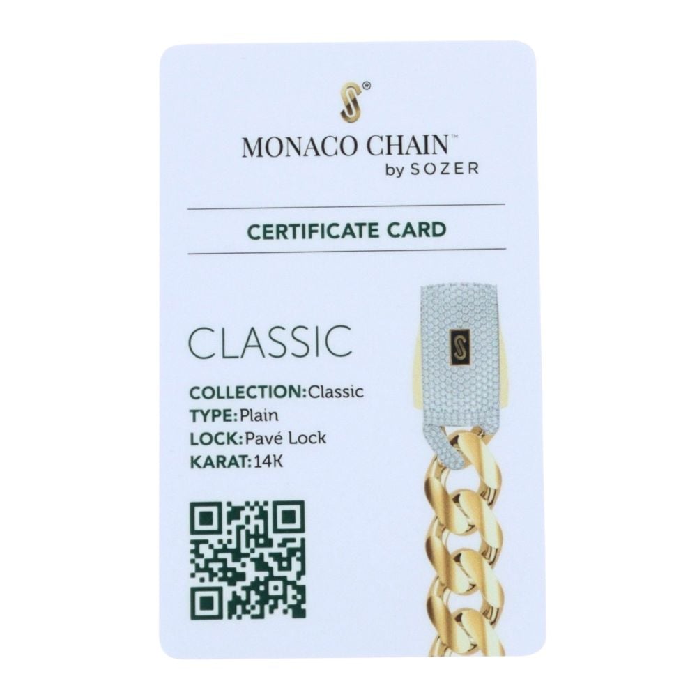 14ct Yellow Gold Monaco Curb Classic Cubic Zirconia Pave Lock Bracelet 8.5"