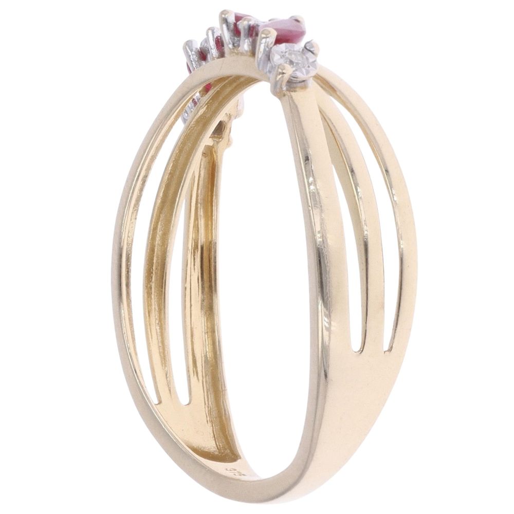 Ruby Ring With 0.05Ct Diamond 9ct Yellow Gold