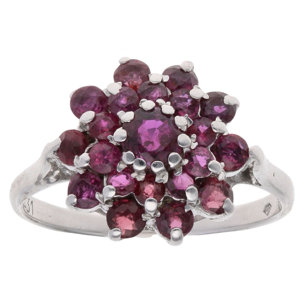 9ct White Gold Ruby Cluster Ring