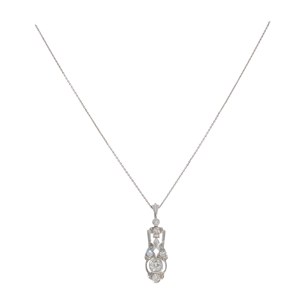 Vintage Old Cut 0.85ct Diamond Pendant and Chain 18"