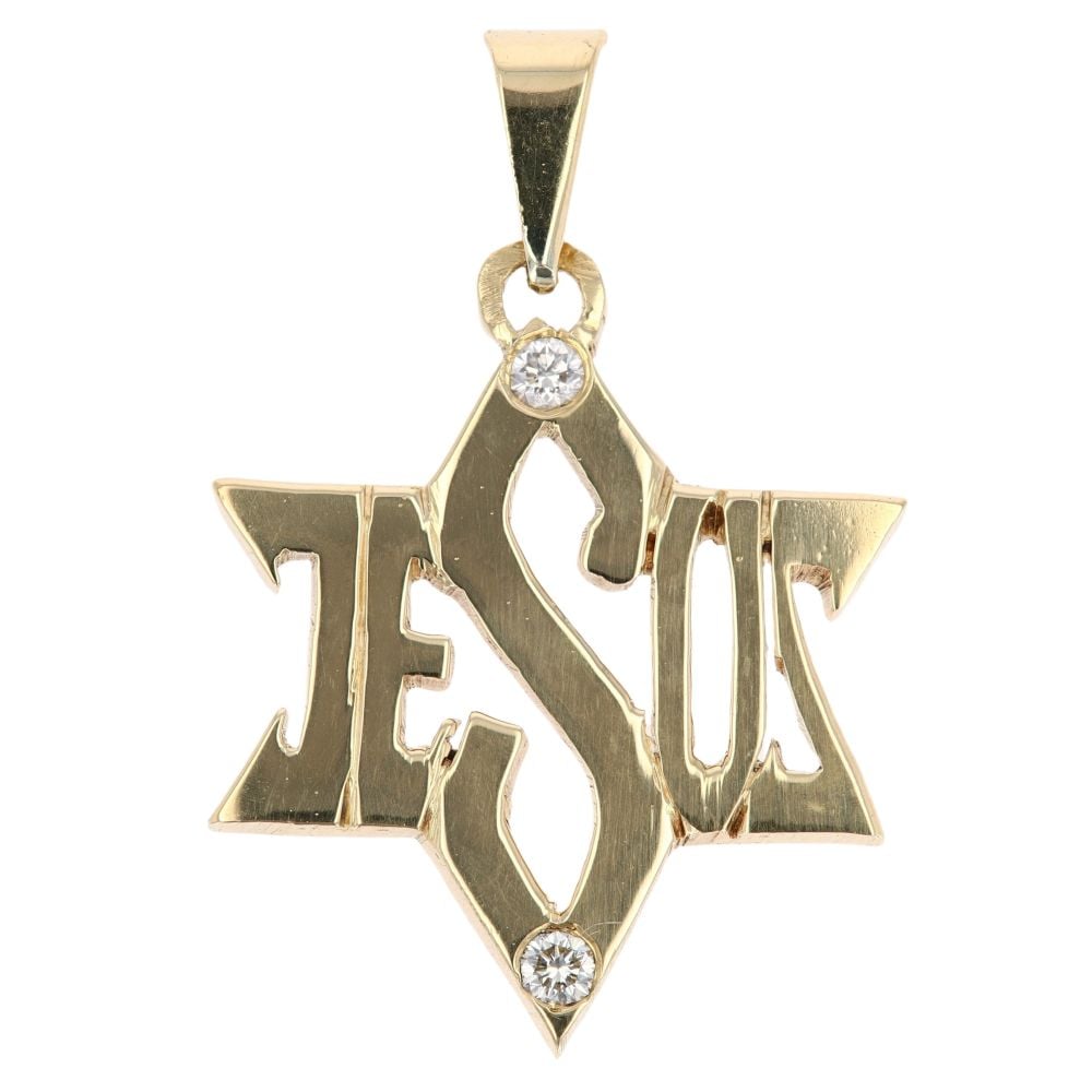 18ct Yellow Gold Jesus Star of David 0.15ct Diamond Pendant