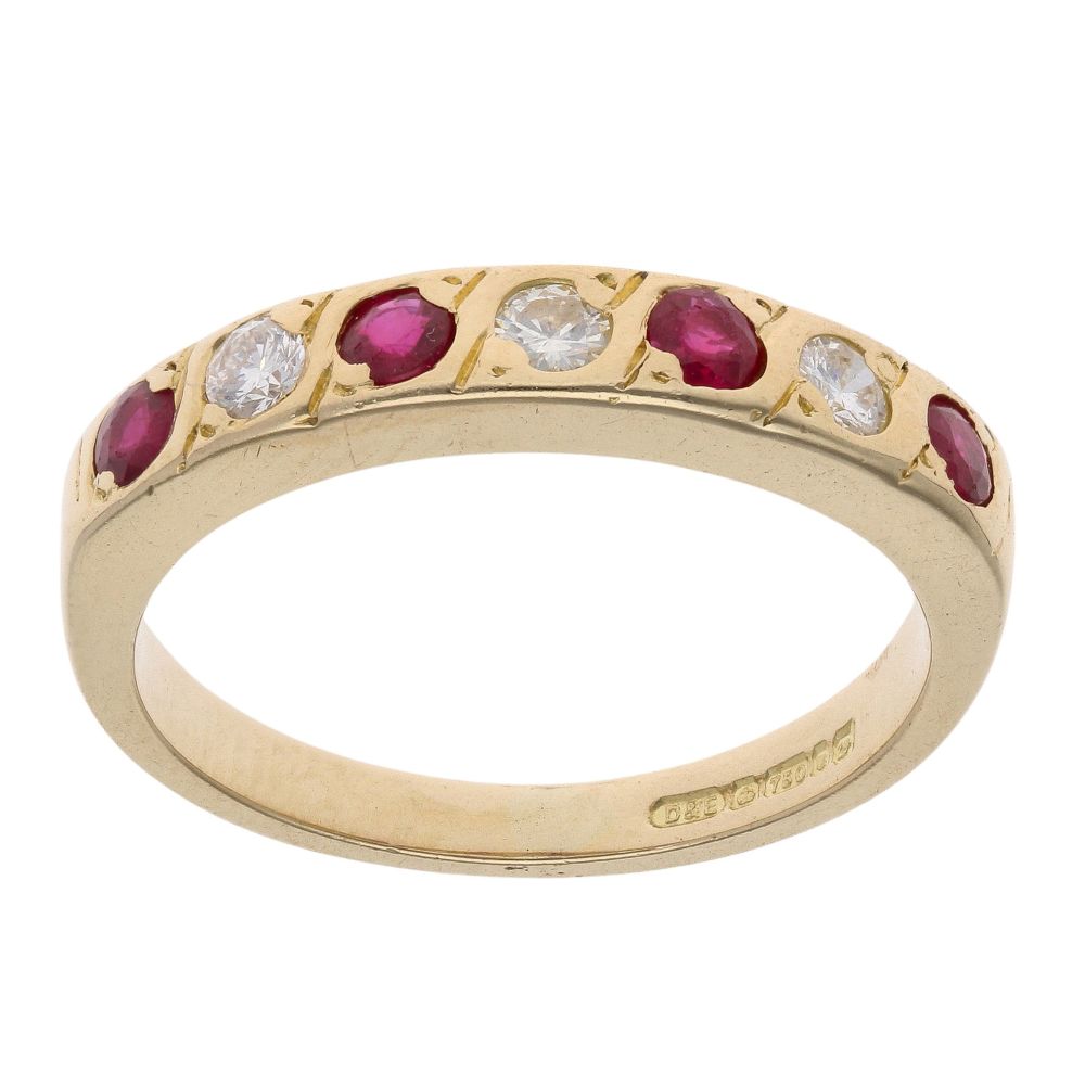 18ct Yellow Gold Ruby and 0.15ct Diamond Eternity Ring RAMS618315151010 ...