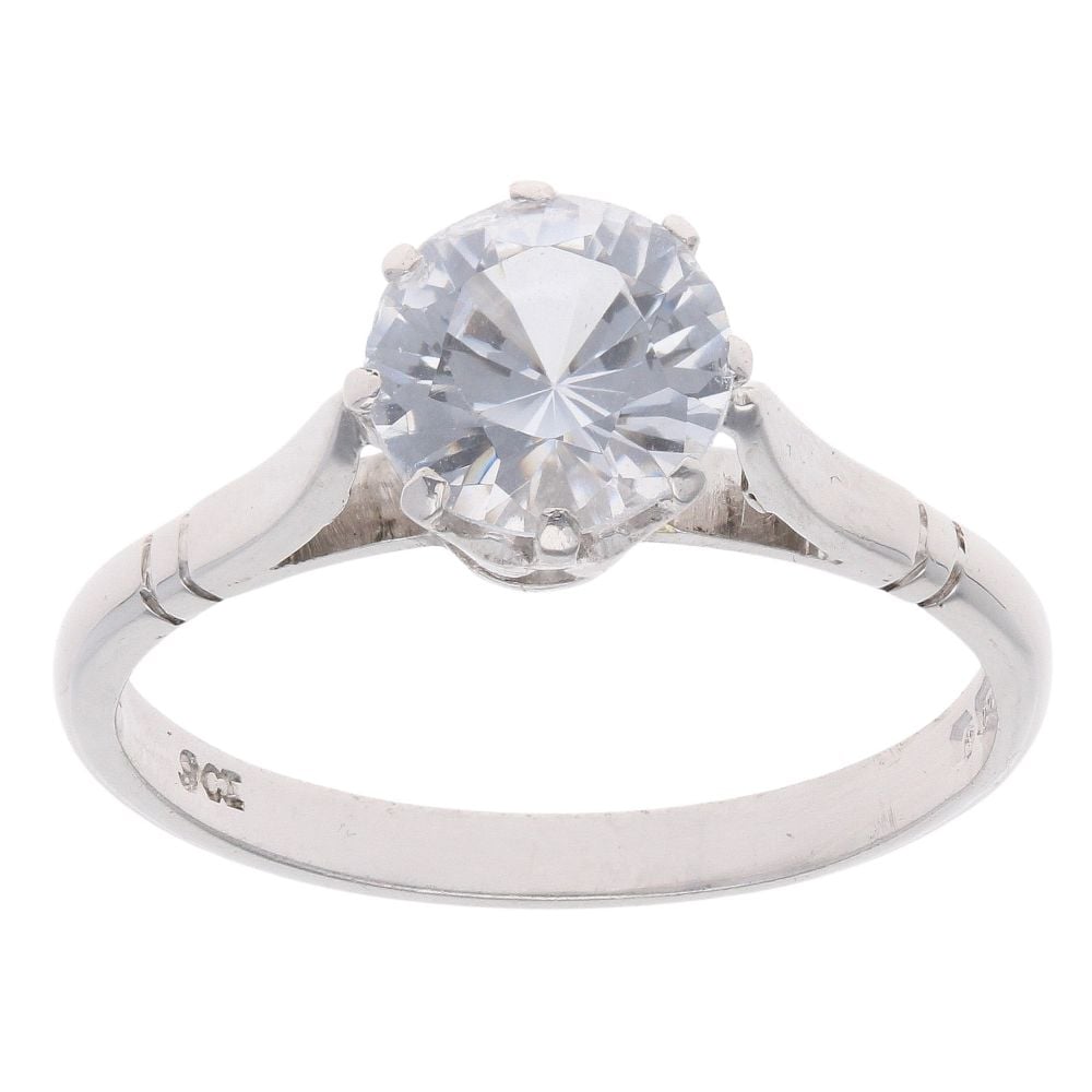 9ct White Gold Cubic Zirconia Single Stone Ring
