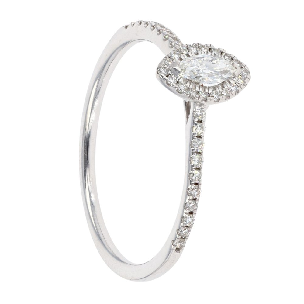 9ct White Gold 0.35ct Diamond Marquise Cluster Ring