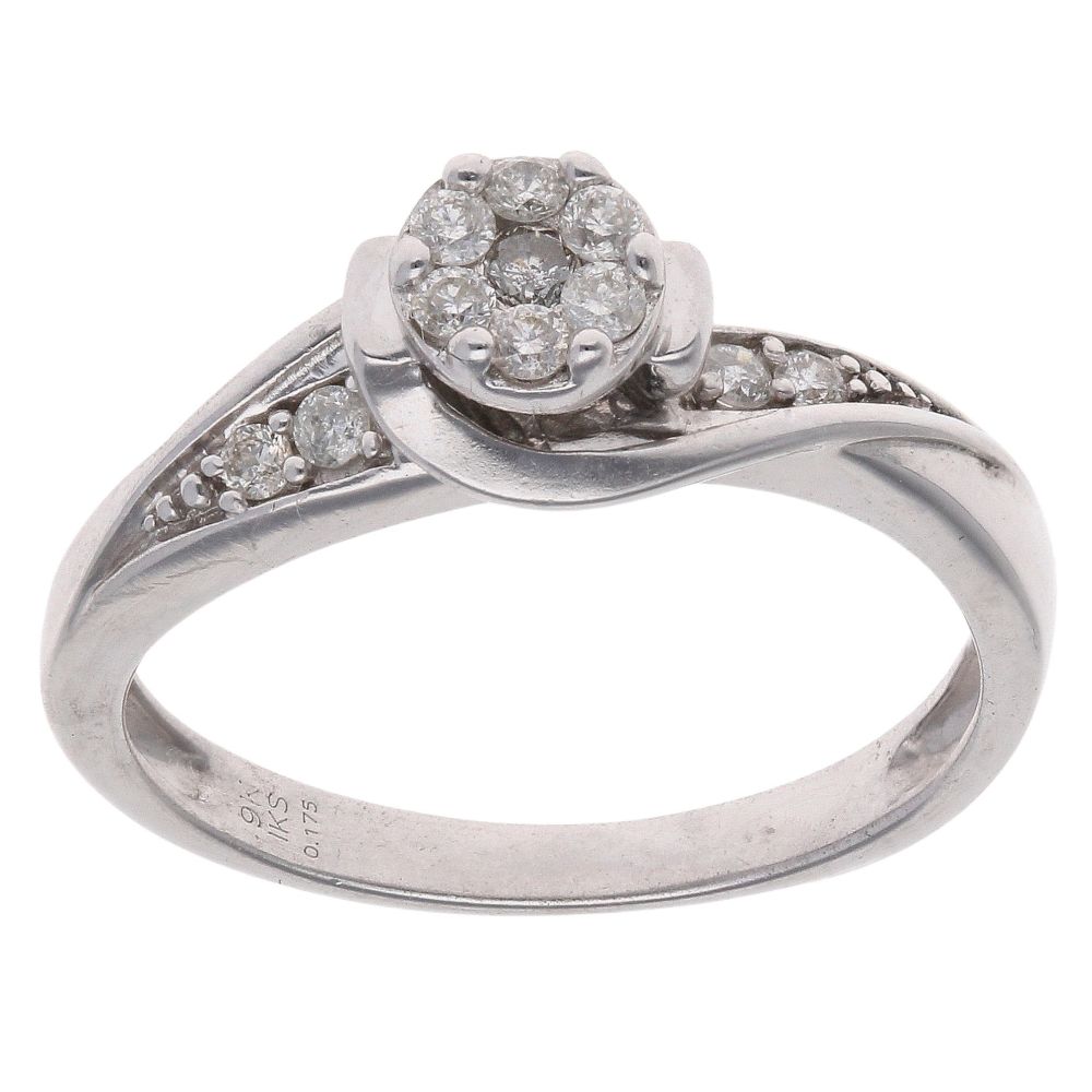 9ct White Gold 0.25ct Diamond Cluster Ring main image 0