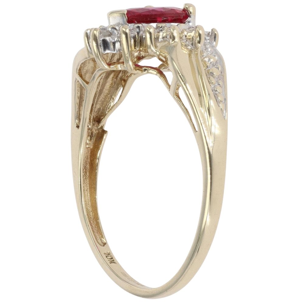 9ct Yellow Gold 0.05ct Diamond And Ruby Heart Twist Ring