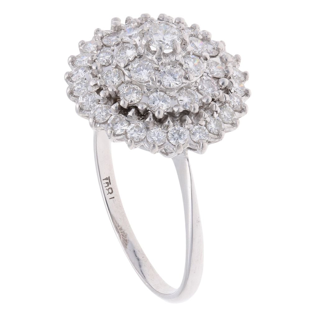 18ct White Gold 1.50ct Brilliant Cut Diamond Cluster Ring