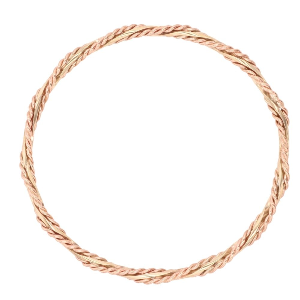 9ct Yellow And Rose Gold Patterned Rope Twist Bangle