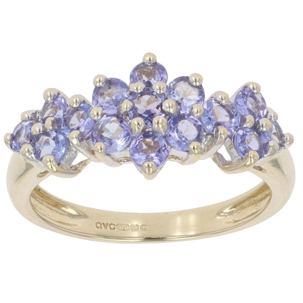 9ct Yellow Gold Tanzanite Cluster Ring