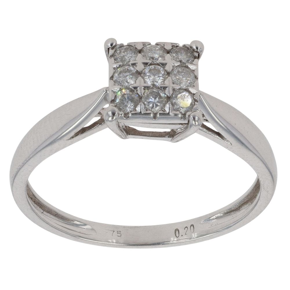 9ct White Gold 0.20ct Diamond Cluster Ring