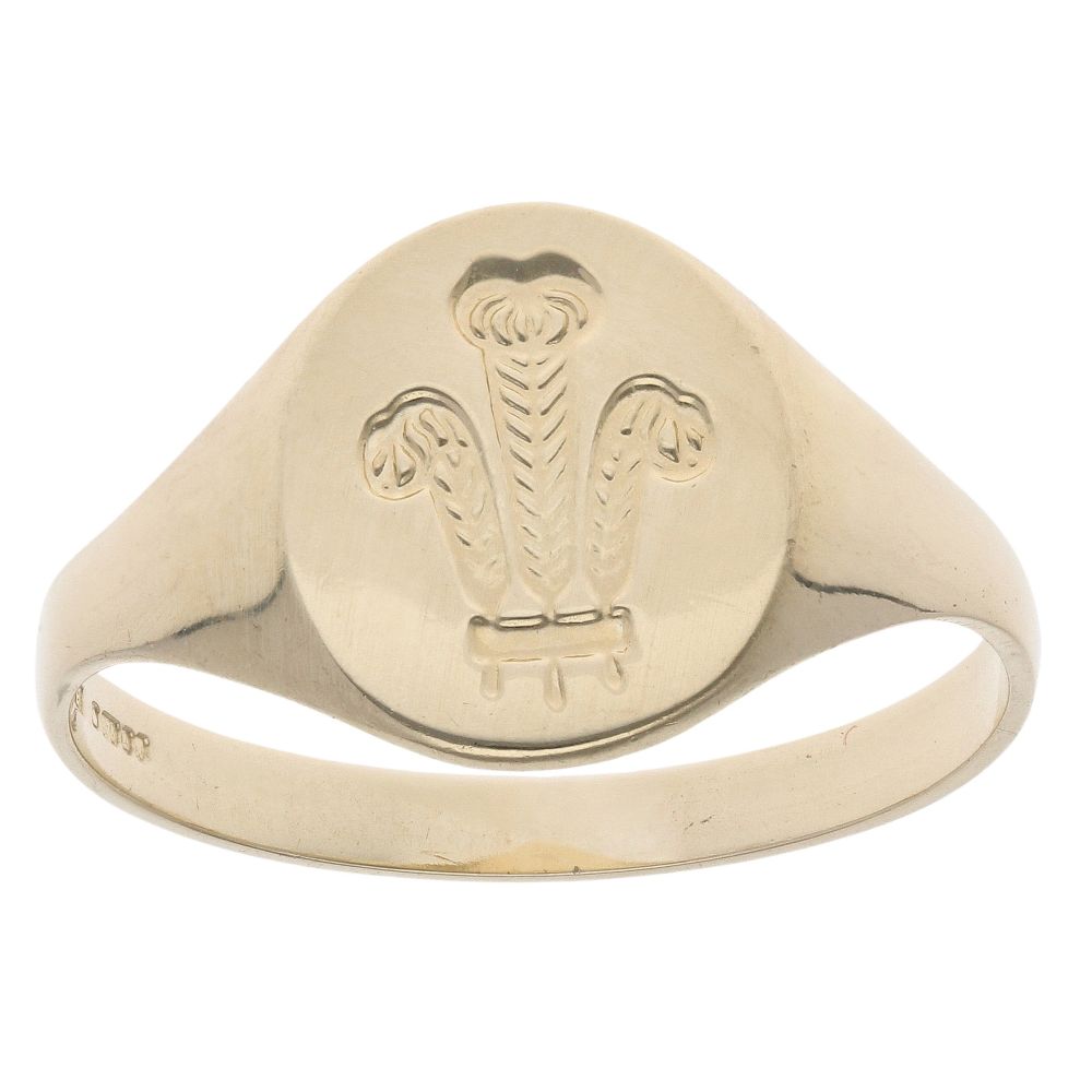 9ct Yellow Gold Welsh Feathers Signet Ring RAMS746355634005 | Ramsdens ...
