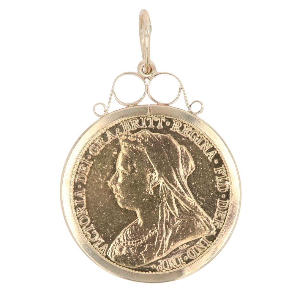 9ct Yellow Gold 1894 Victoria Half Sovereign Coin Pendant