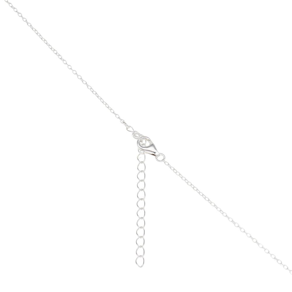 Silver Cubic Zirconia Moon Pendant And Chain 18"