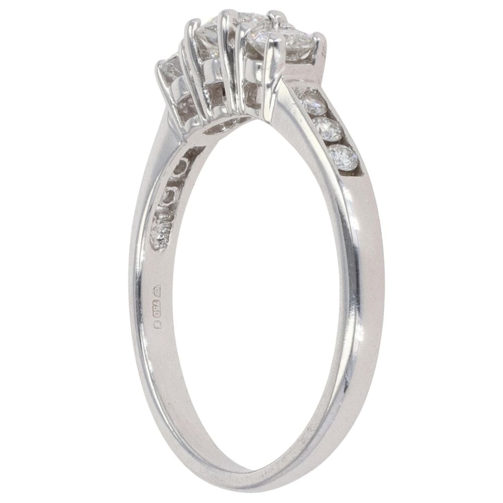 18ct White Gold 0.50ct Brilliant Cut Diamond Trilogy Ring