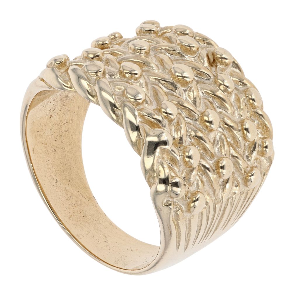 Mens 9ct Yellow Gold 5 row CZ ring