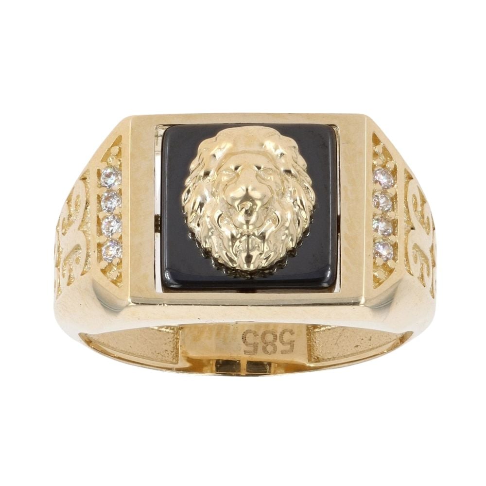 14ct Yellow Gold Cubic Zirconia Lion Ring RAMS7840000371