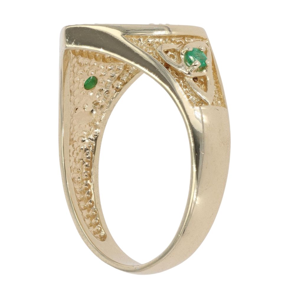 9ct Yellow And White Gold 0.05ct Diamond And Emerald Shamrock Heart Ring