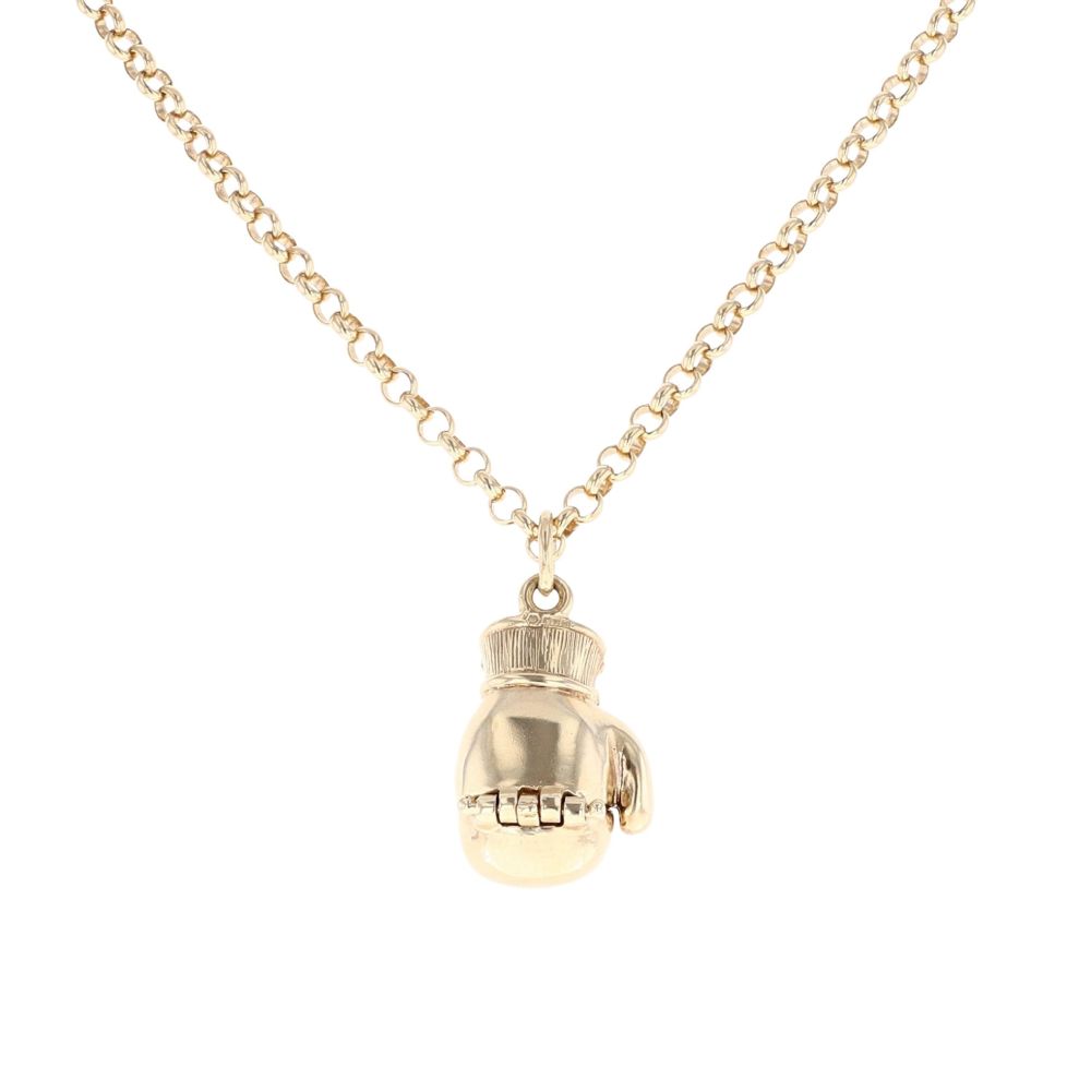 9ct Yellow Gold Boxing Glove Pendant And Chain 20" Ramsdens Jewellery
