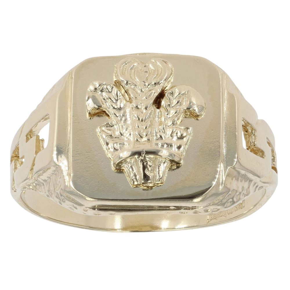 9ct Yellow Gold Welsh Feathers Signet Ring RAMS746351053005 | Ramsdens ...