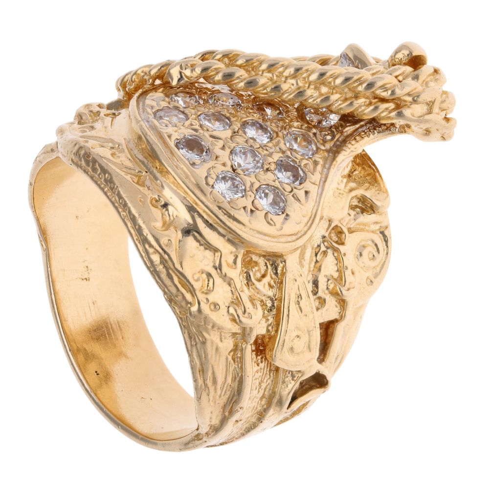 9ct Yellow Gold Cubic Zirconia Saddle Ring