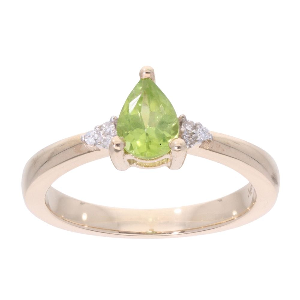 9ct Yellow Gold Created Peridot And Diamond Stone Set Ring