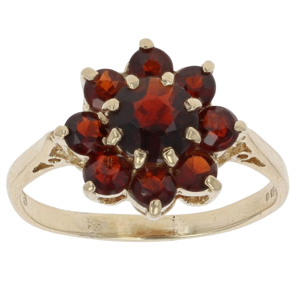 9ct Yellow Gold Garnet Cluster Ring RAMS761360264006 | Ramsdens Jewellery