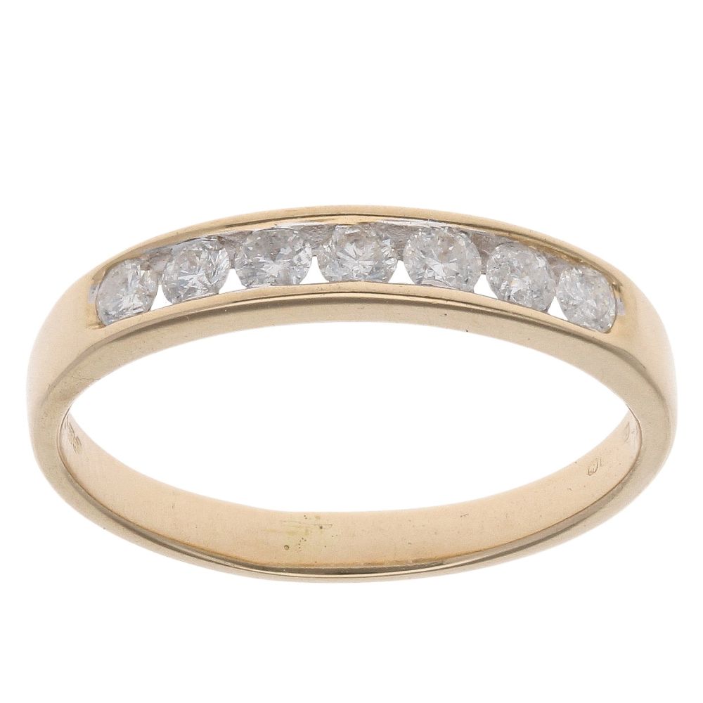18ct Yellow Gold 0.25ct Brilliant Cut Diamond Half Eternity Ring ...