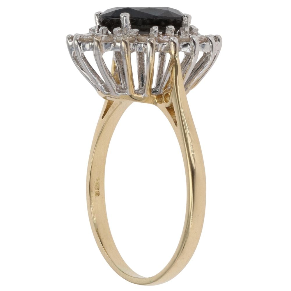18ct Yellow Gold 0.50ct Diamond and Sapphire Cluster Ring