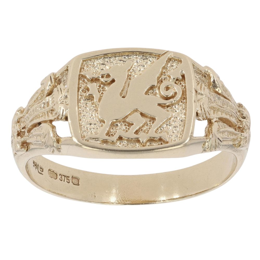 9ct Yellow Gold Welsh Dragon Signet Ring RAMS915355656003 | Ramsdens ...