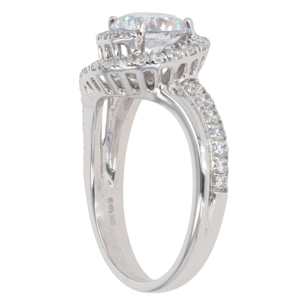 9ct White Gold Cubic Zirconia Twist Ring