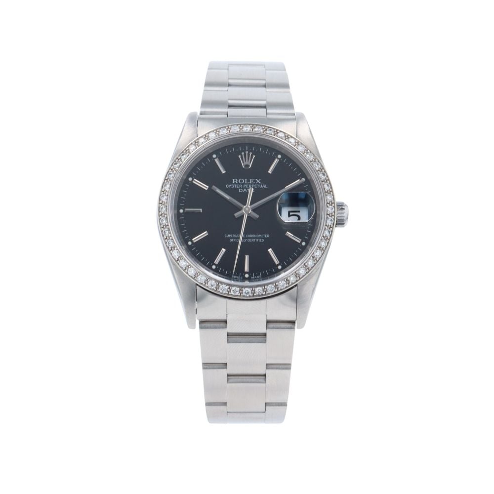 Rolex Custom Oyster Perpetual Date Pre Owned Watch Ref 15200