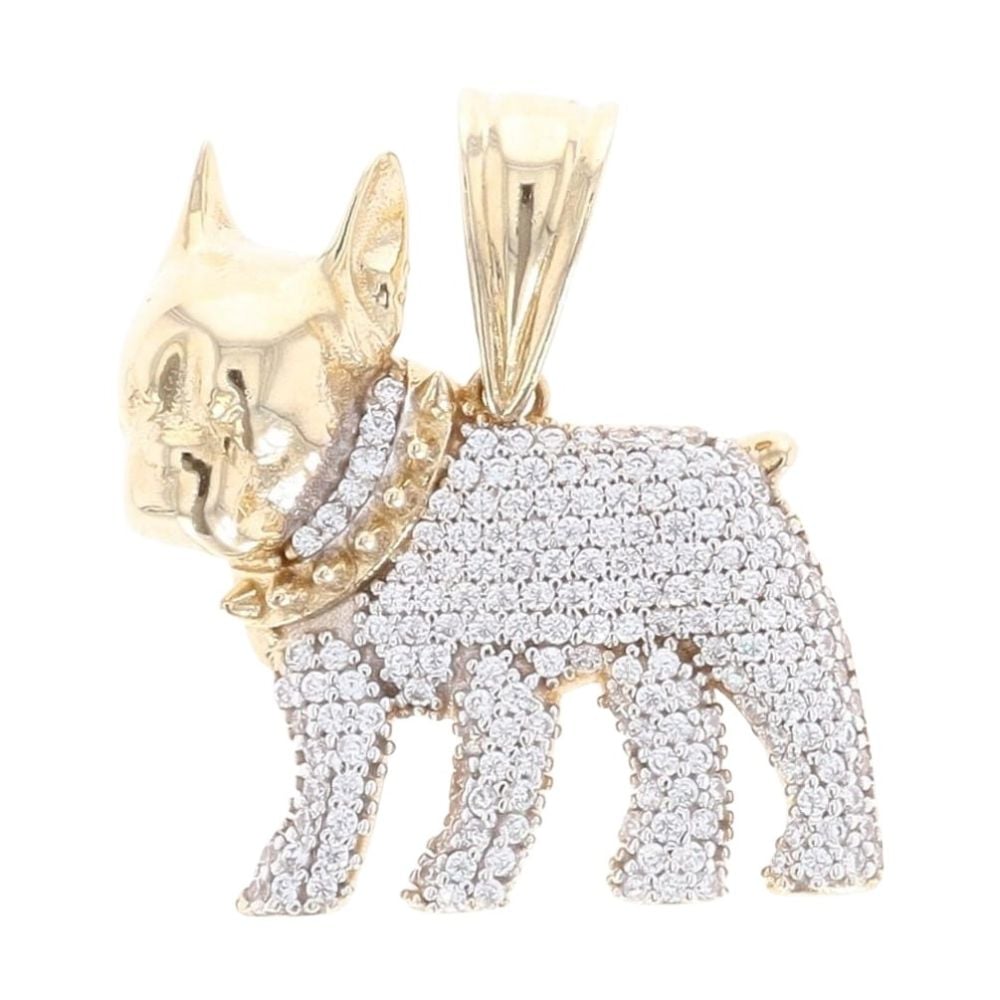 9ct Yellow Gold Cubic Zirconia French Bulldog Pendant