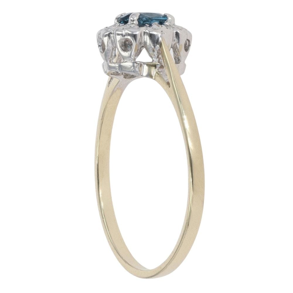 9ct Yellow Gold 0.04ct Diamond And Sapphire Cluster Ring